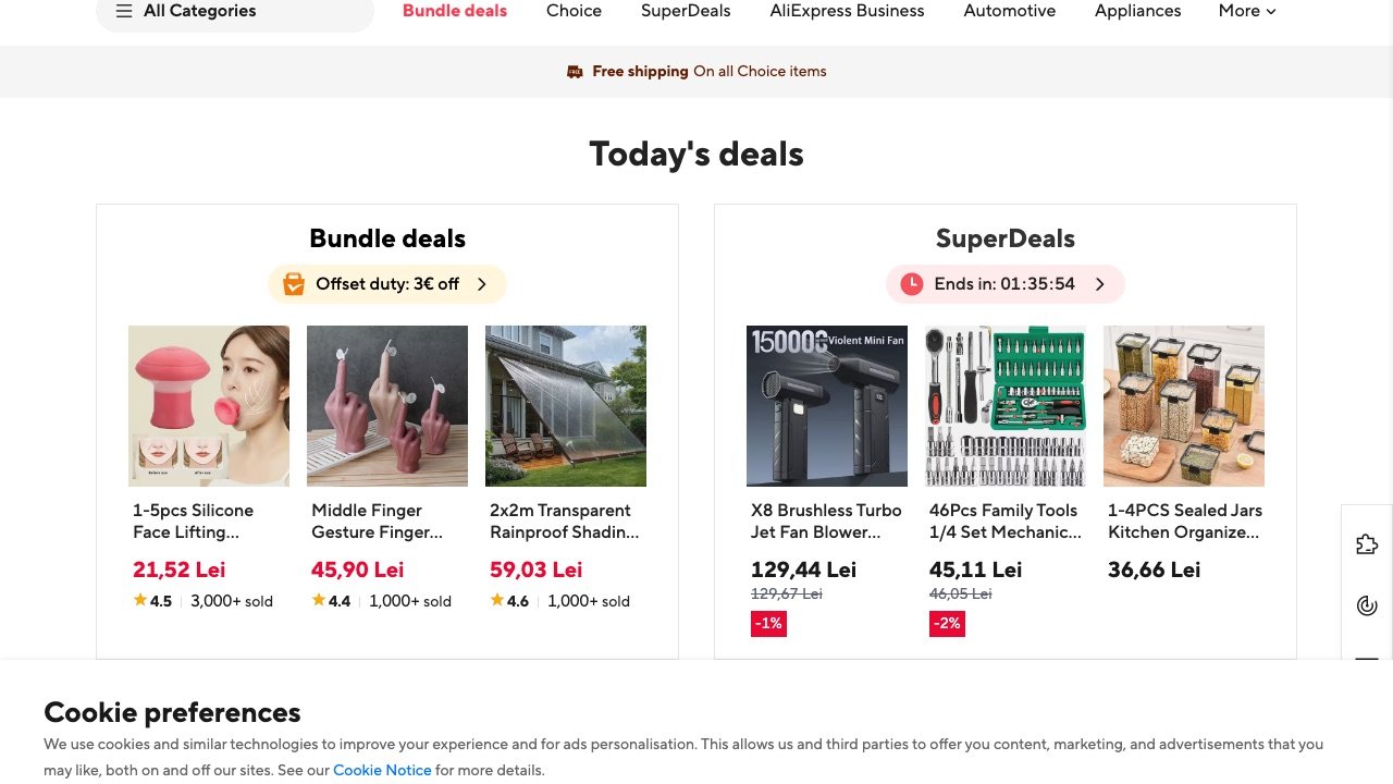 AliExpress homepage screenshot