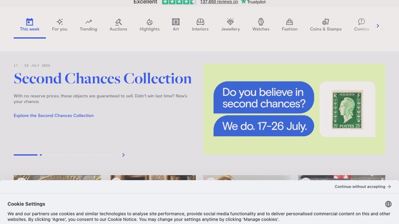 Catawiki homepage screenshot