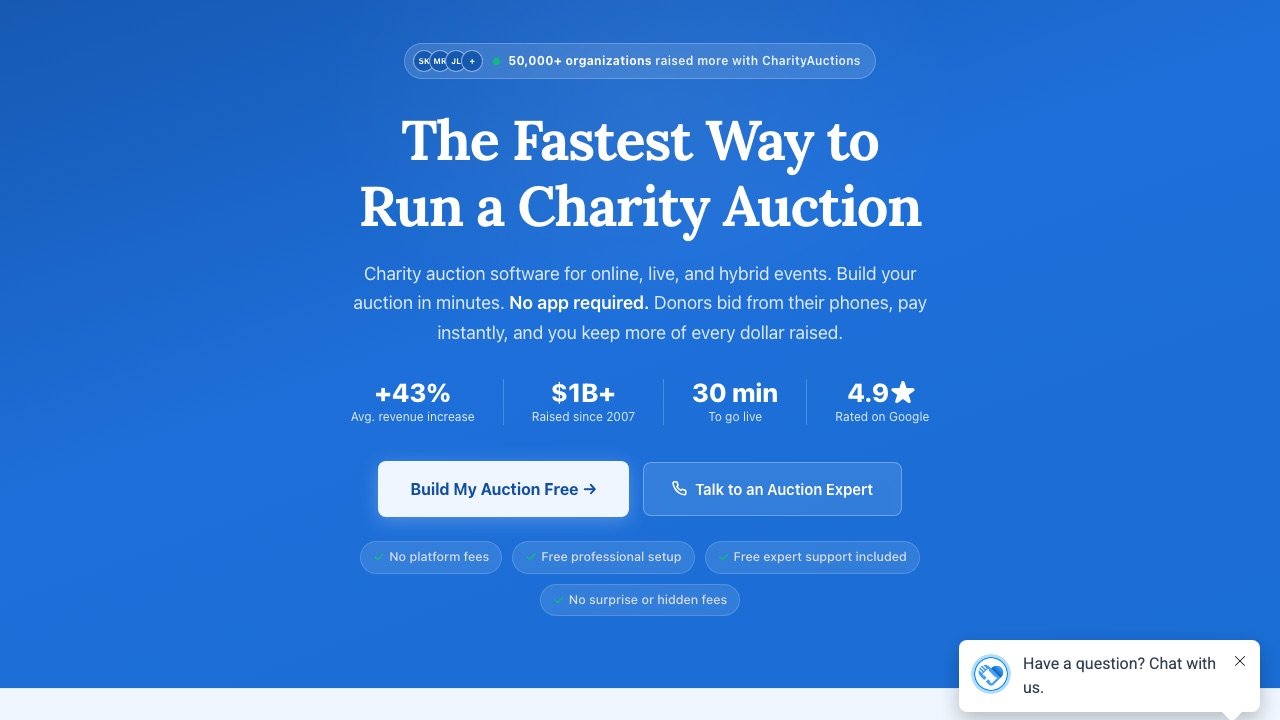 CharityAuctionsToday homepage screenshot