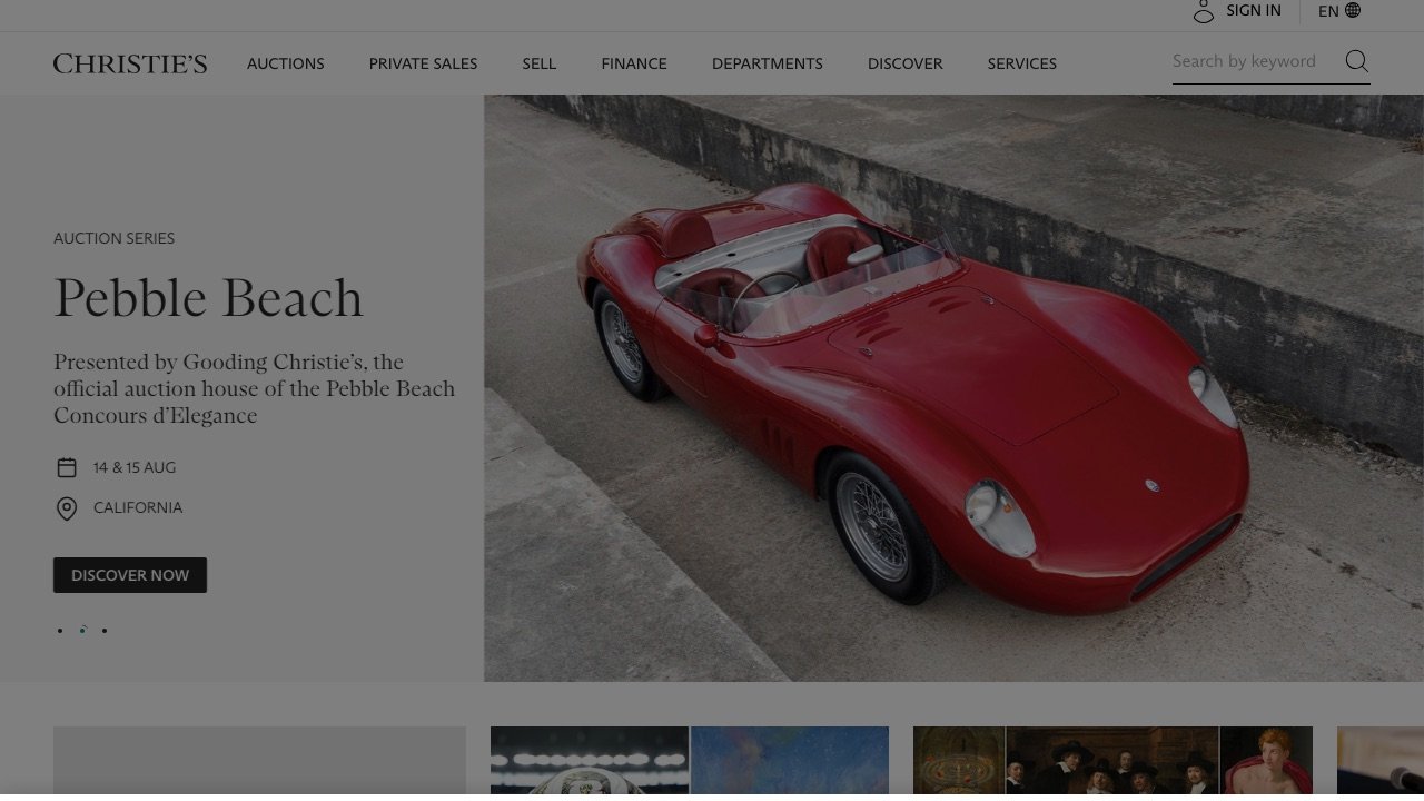 Christie's homepage screenshot
