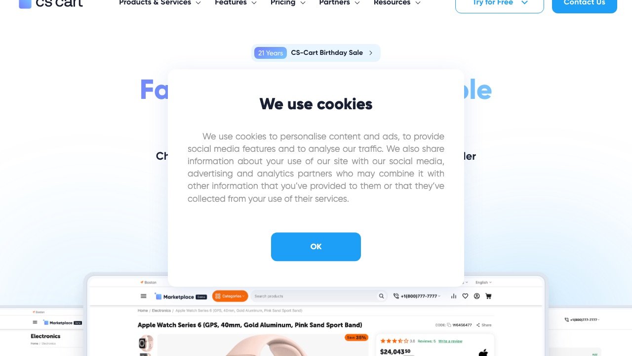 CS-Cart Multi-Vendor homepage screenshot