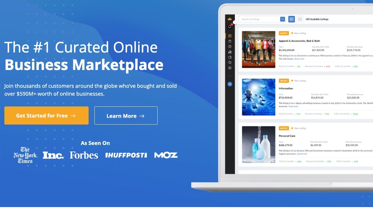 Empire Flippers homepage screenshot