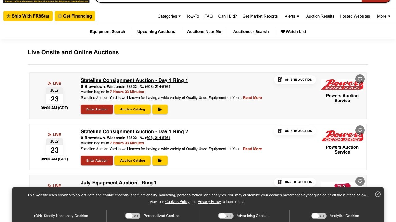 EquipmentFacts homepage screenshot