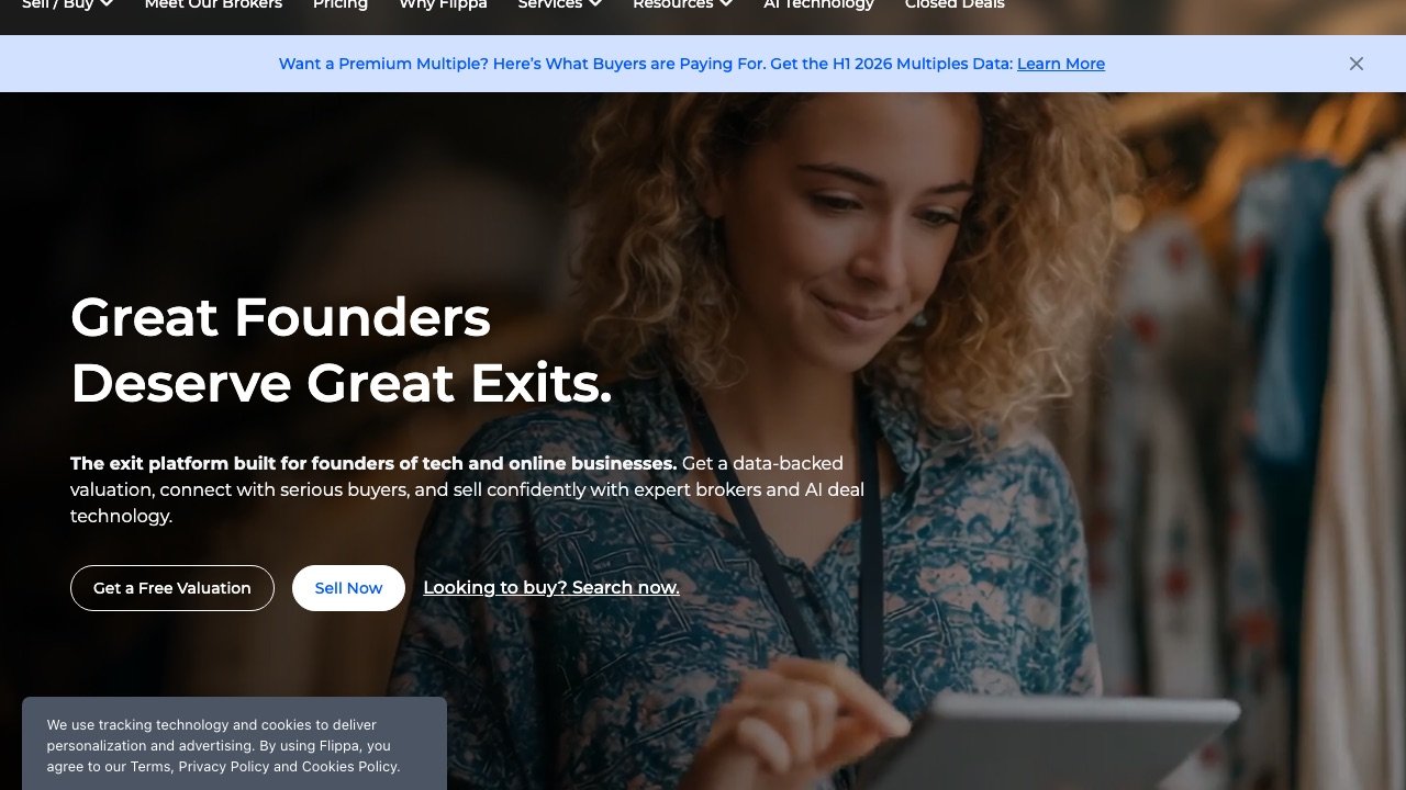 Flippa homepage screenshot