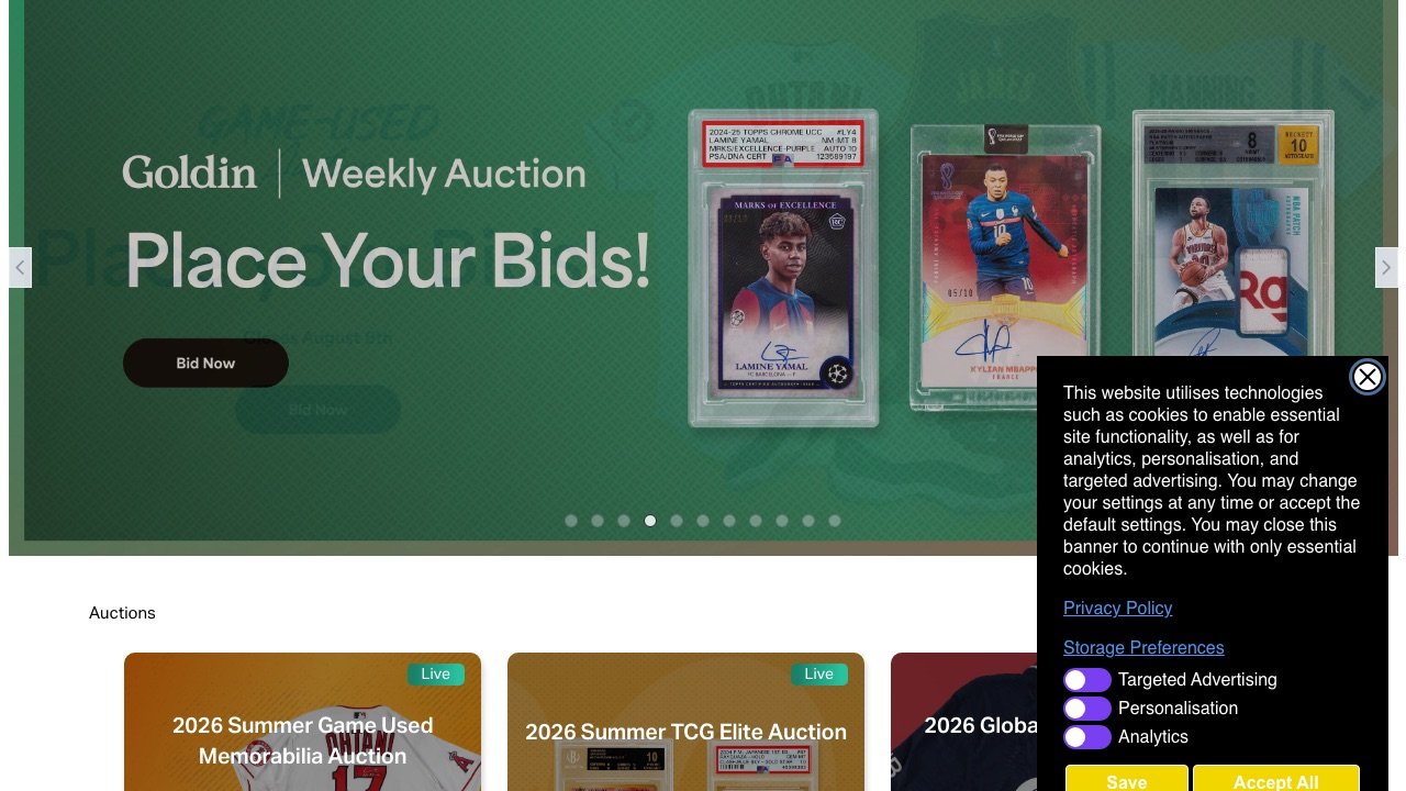 goldin homepage screenshot