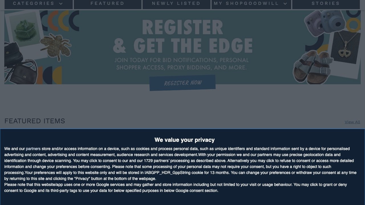 ShopGoodwill homepage screenshot