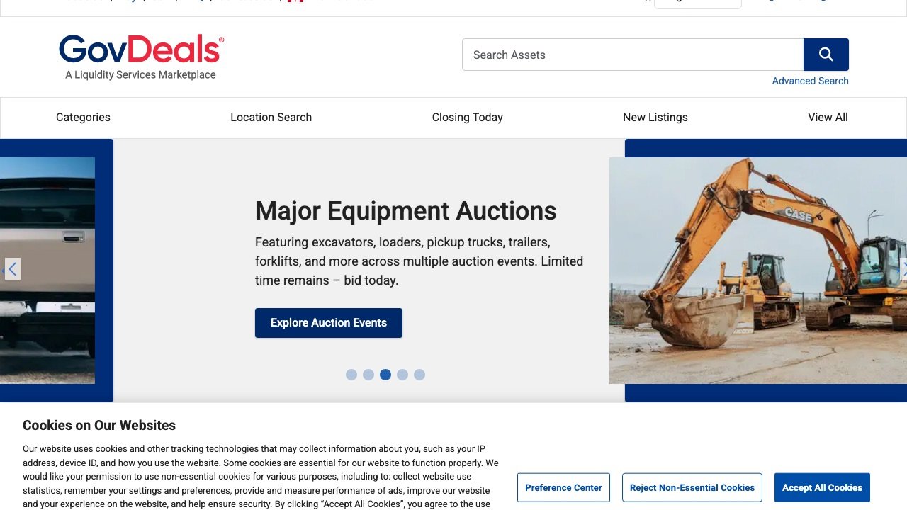 GovDeals homepage screenshot