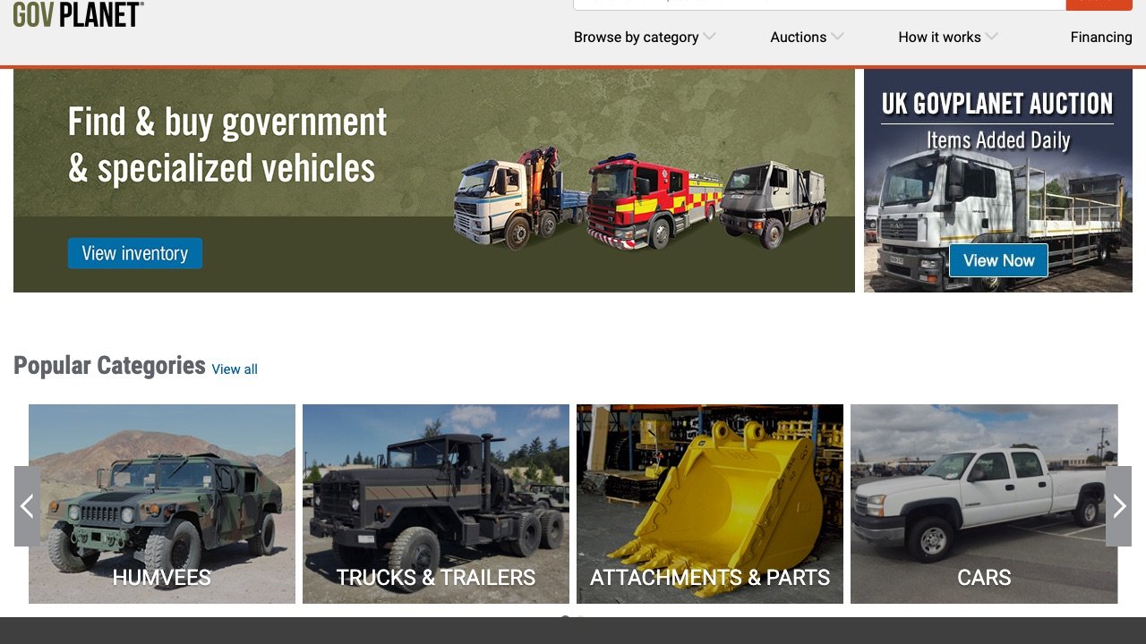 GovPlanet homepage screenshot