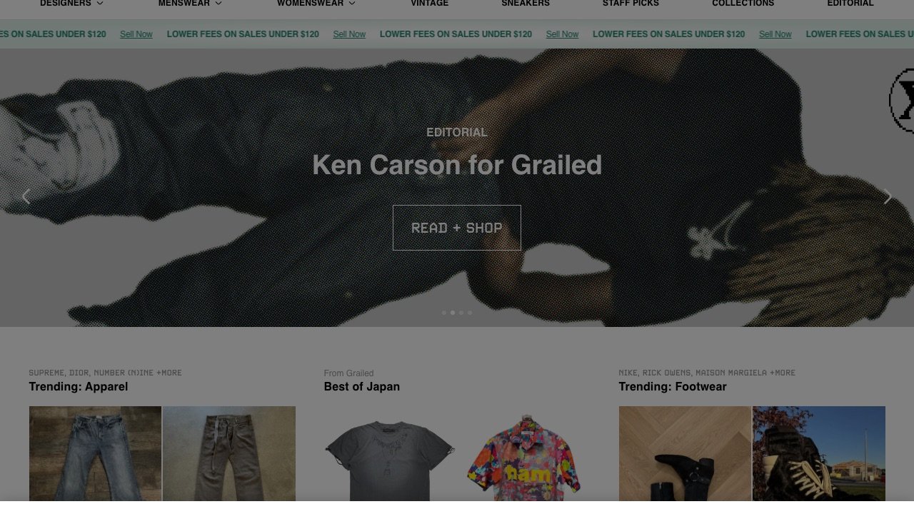 Grailed homepage screenshot