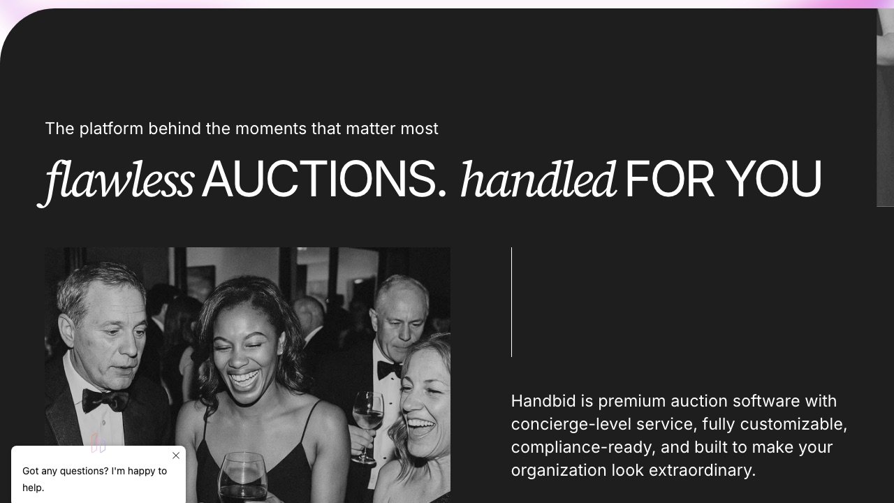 Handbid homepage screenshot