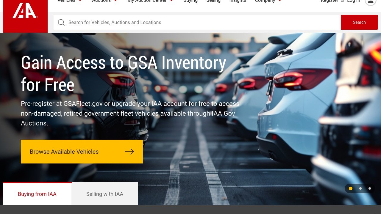 IAAI homepage screenshot