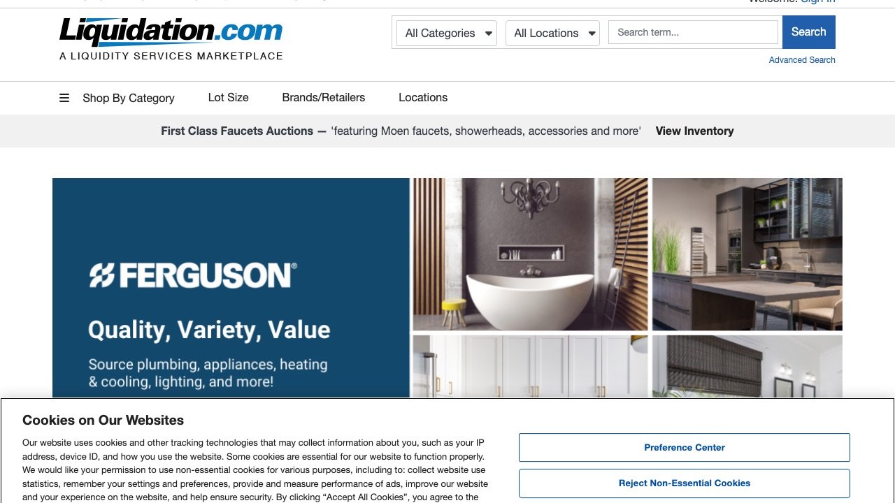 Liquidation.com homepage screenshot
