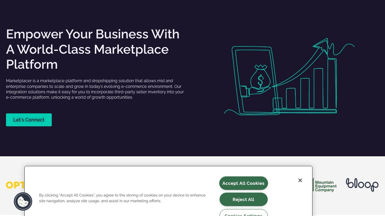 Marketplacer homepage screenshot