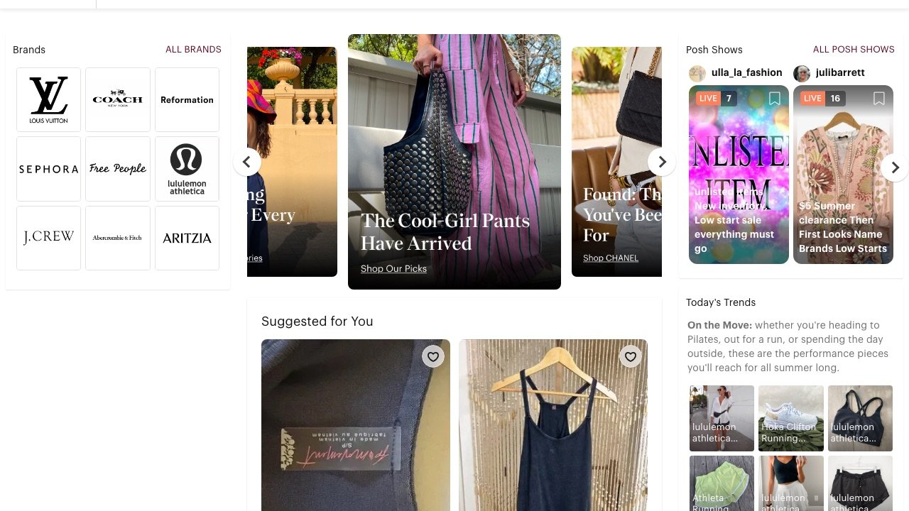 Poshmark homepage screenshot
