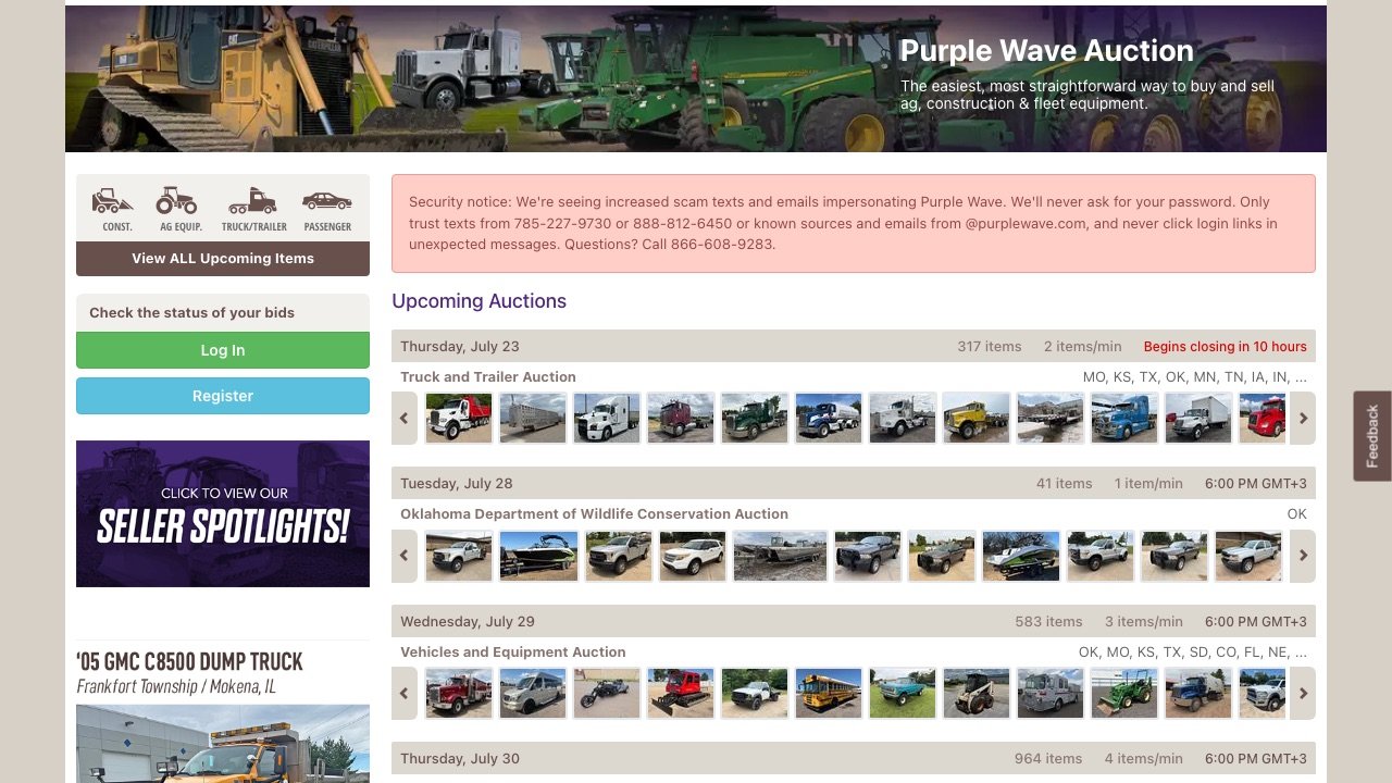 Purple Wave homepage screenshot