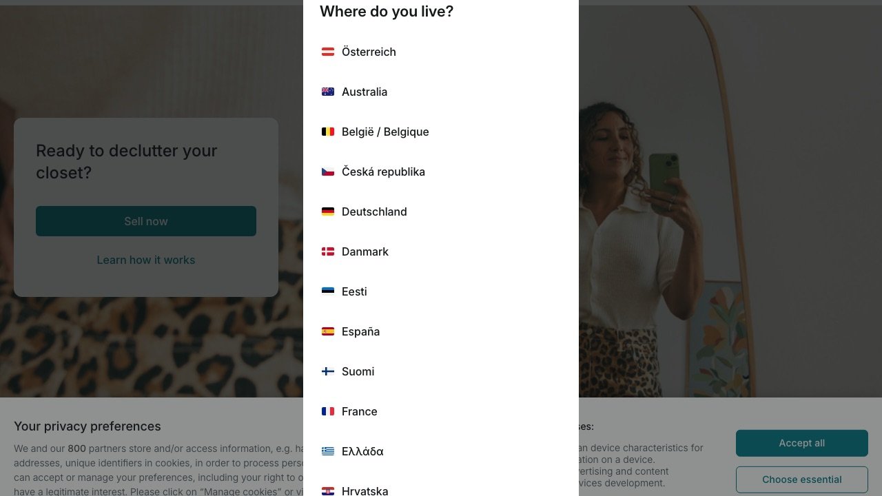 Vinted homepage screenshot