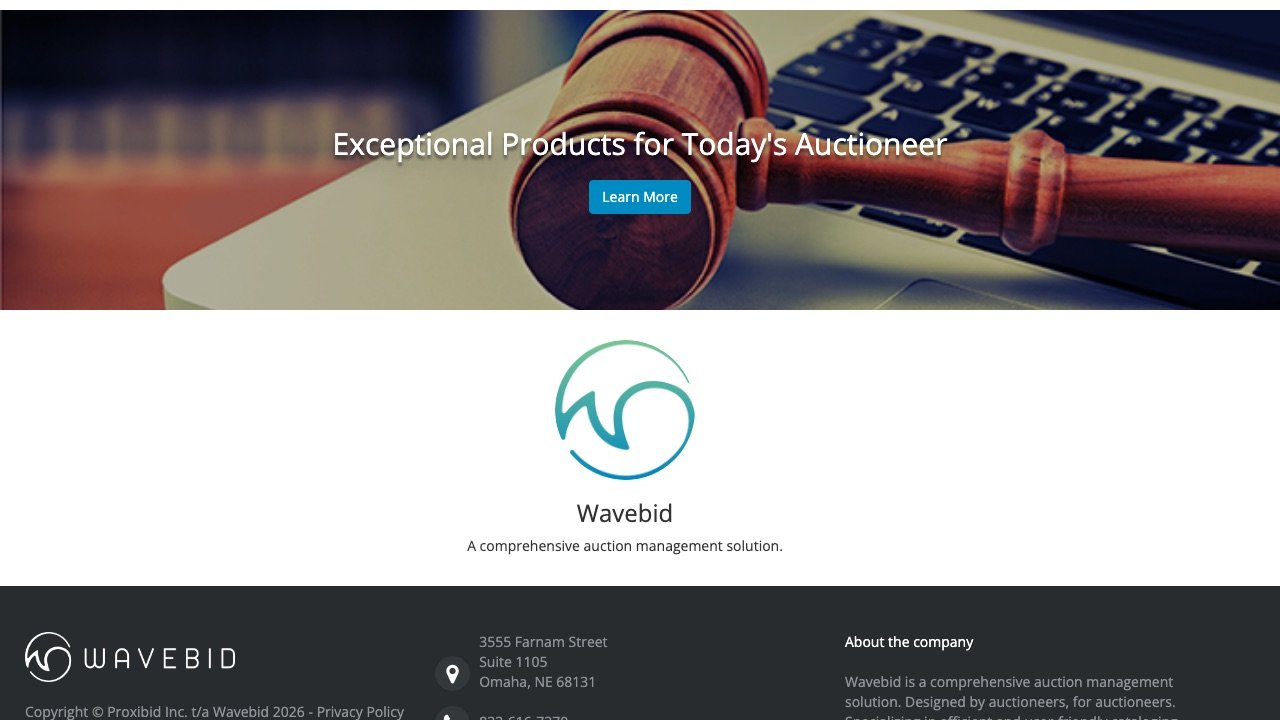 Wavebid homepage screenshot
