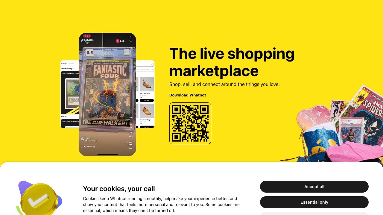 Whatnot homepage screenshot