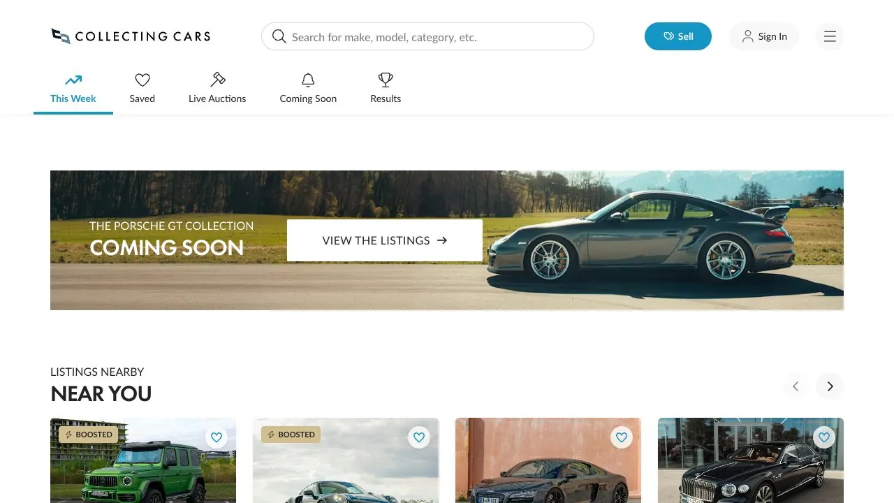 Collecting Cars homepage screenshot