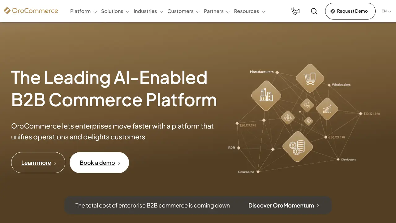 OroCommerce homepage for B2B commerce
