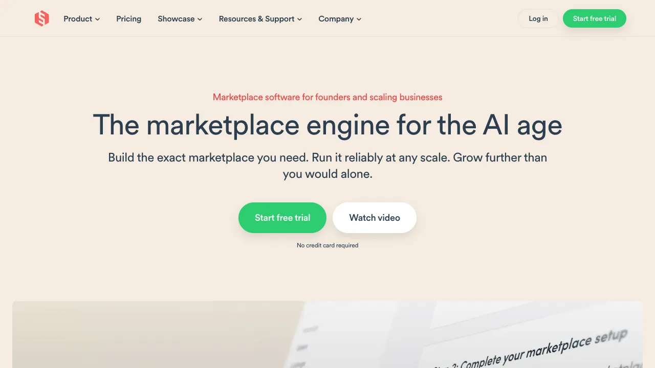 Sharetribe homepage describing marketplace software for founders