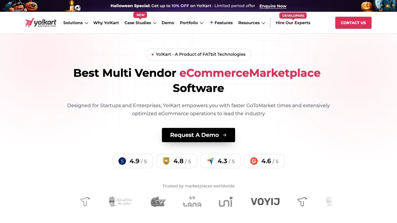 Yo!Kart multi-vendor marketplace software homepage